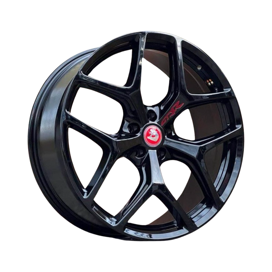 4 GTSR RIMS 20x8.5" & 9.5 STAGGERED ALL COMMODORE- GLOSS BLACK/RED ENGRAVING