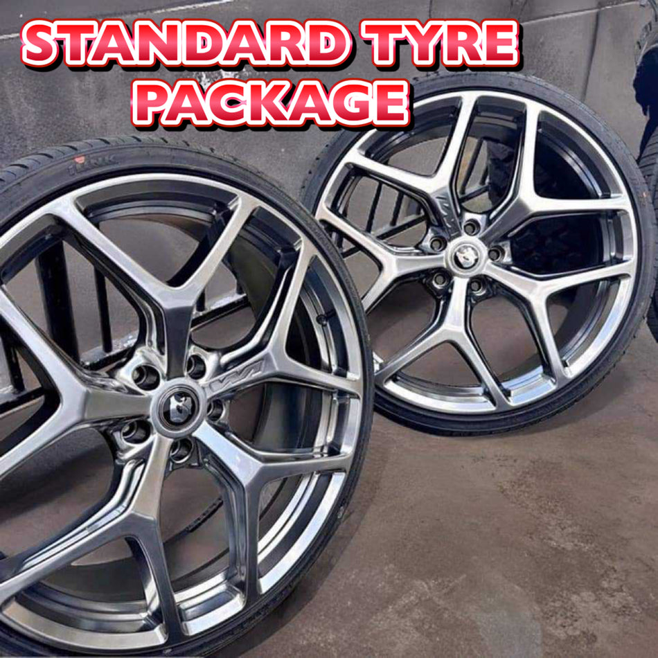 W1 GTSR FULL WHEEL & STANDARD TYRES PACKAGE 20x8.5 & 9.5 (STAGGERED) ALL COMMODORE - SHADOW CHROME